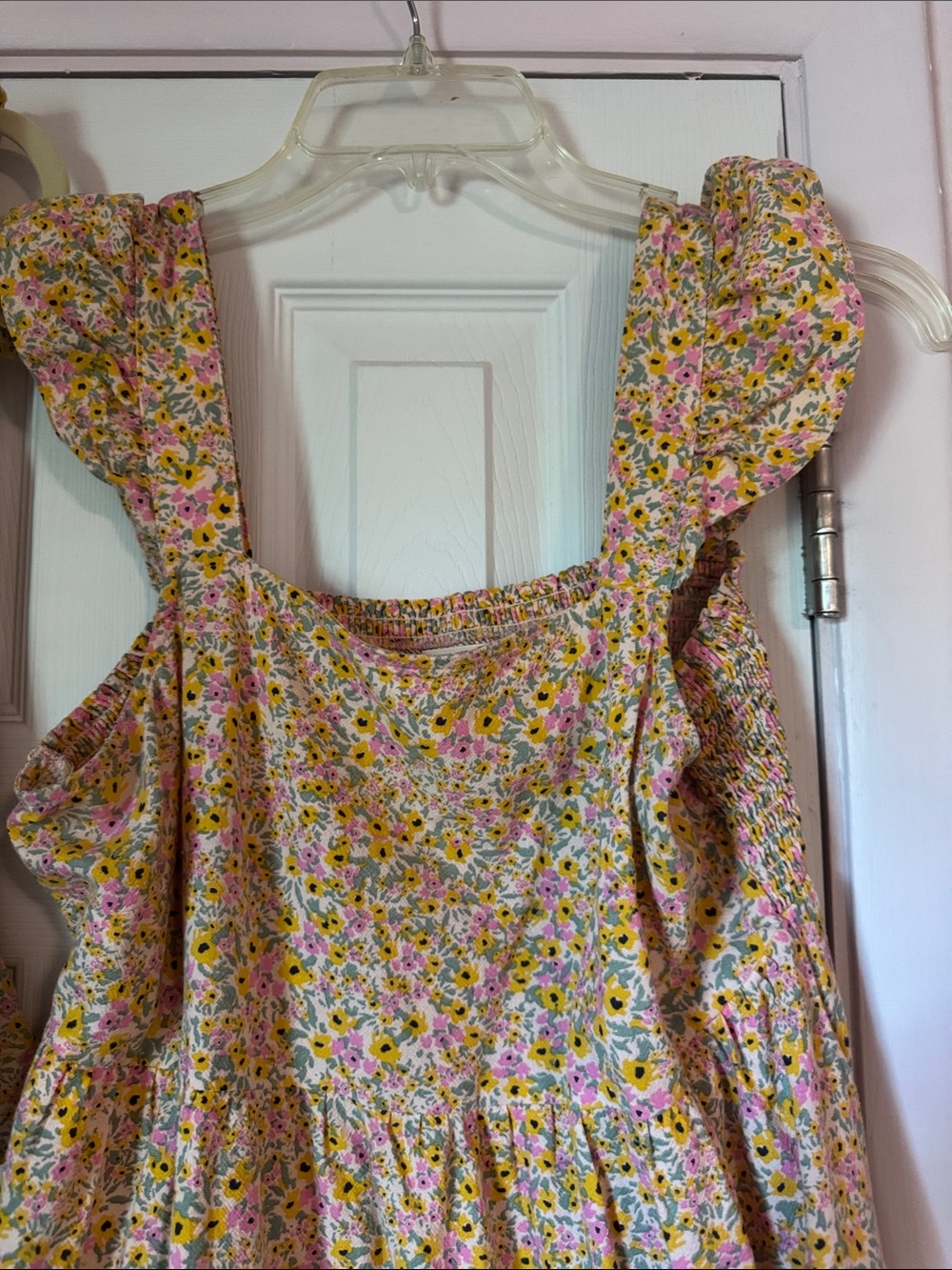 Matching Dresses 2T and Womens Medium Yellow Floral Ruffle Dress - Picture 4 of 5